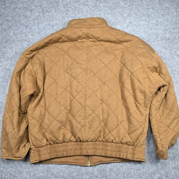 Bagatelle Jacket Womens 2 Brown Quilted Bomber Full Zip Tan Wash - Picture 7 of 9